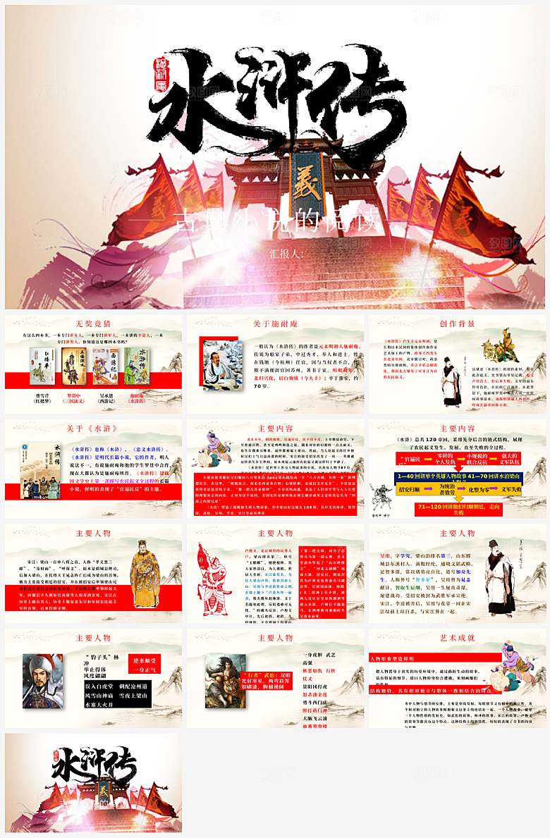 创意四大名著水浒传主题PPT