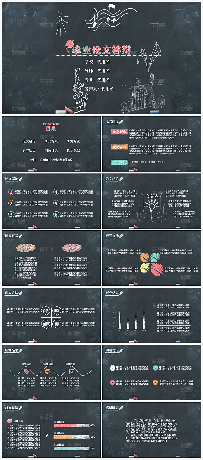 学生毕业答辩通用模板PPT