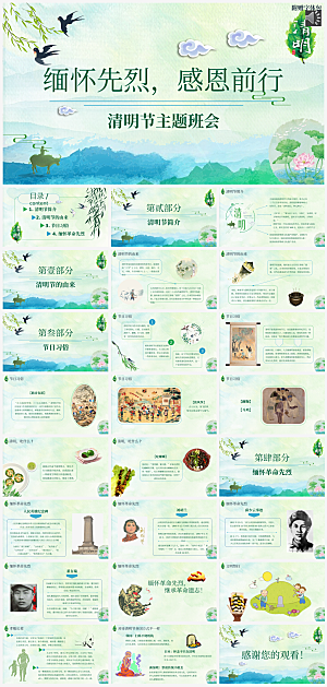 节日清明节主题介绍PPT模板