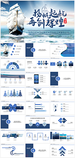 公司扬帆起航总结汇报报告模板PPT
