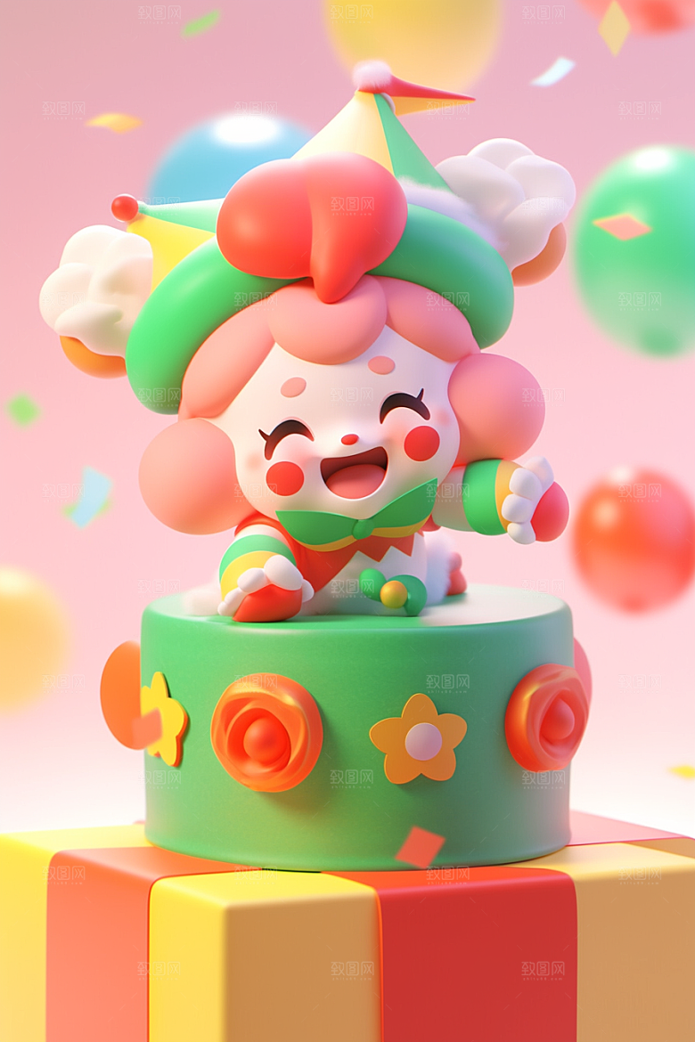 愚人节元素彩色C4D模型