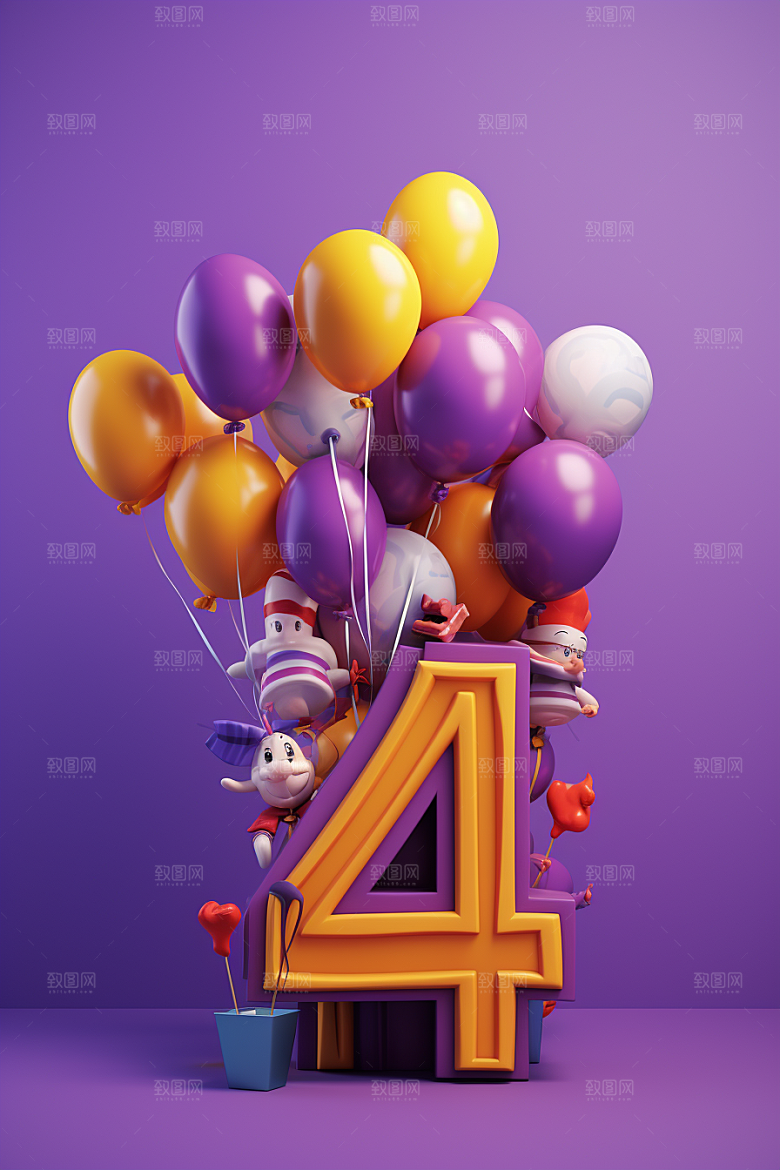 愚人节元素C4D3D模型