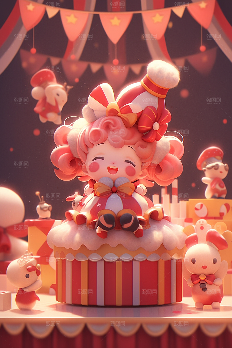 愚人节元素C4D节日模型