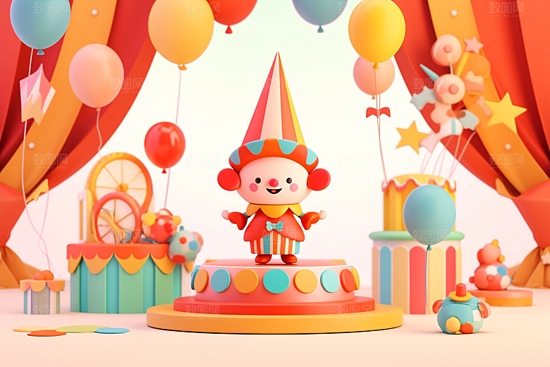 愚人节元素C4D3D模型