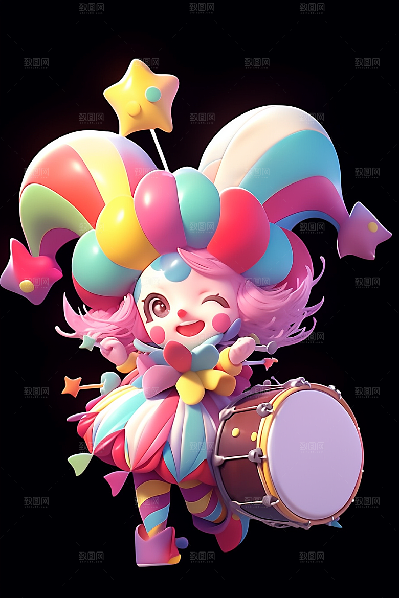 愚人节元素C4D彩色模型