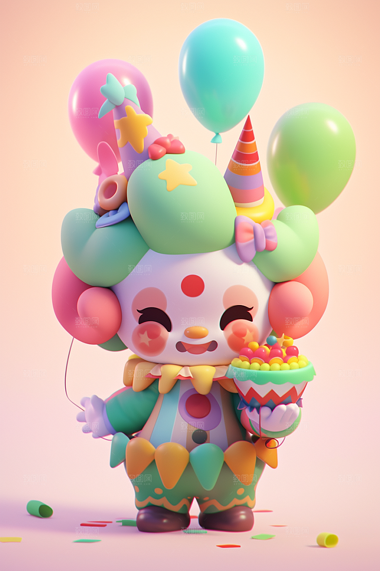 愚人节元素C4D卡通模型