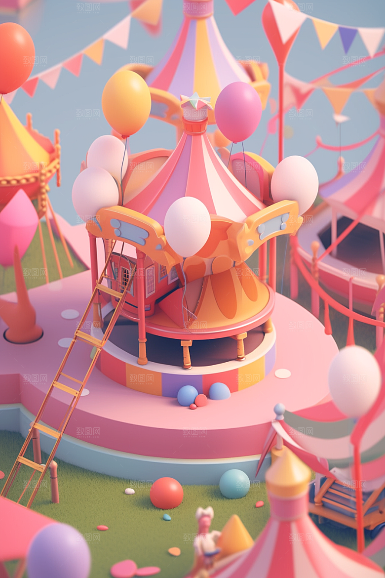 愚人节元素氛围C4D模型