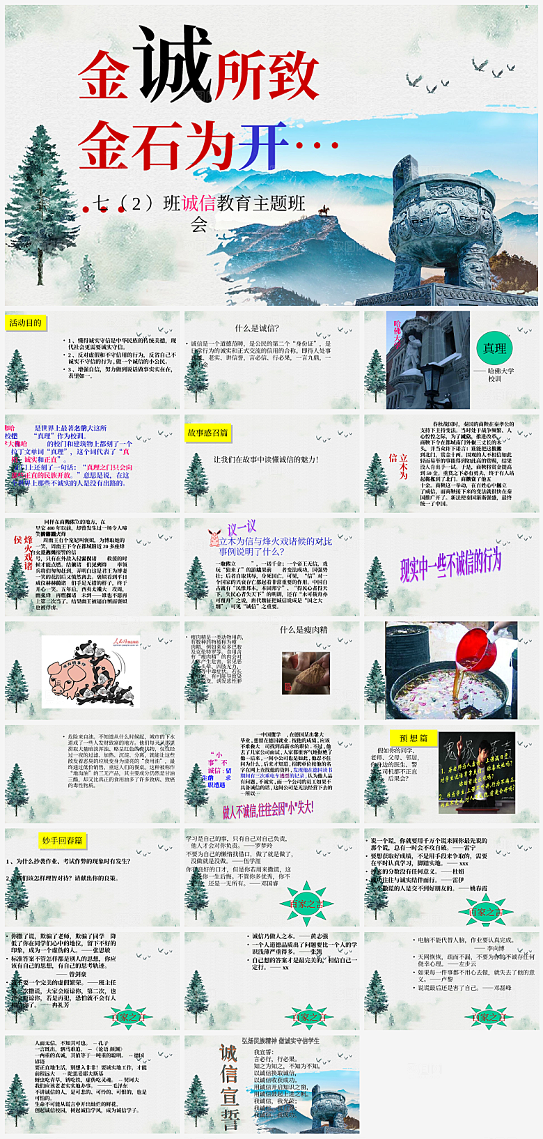 诚信教育诚实知识课件PPT模板