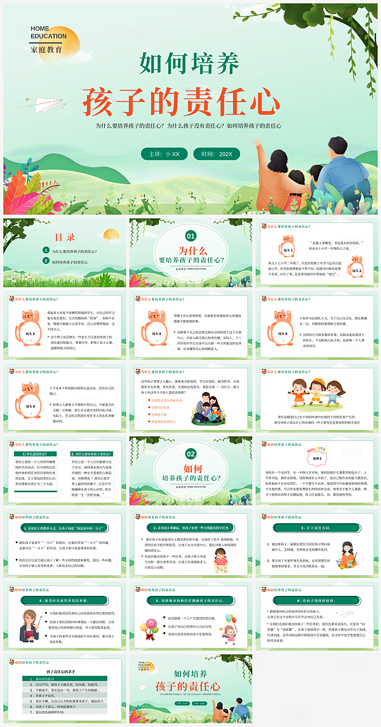 家庭教育报告课件模板PPT