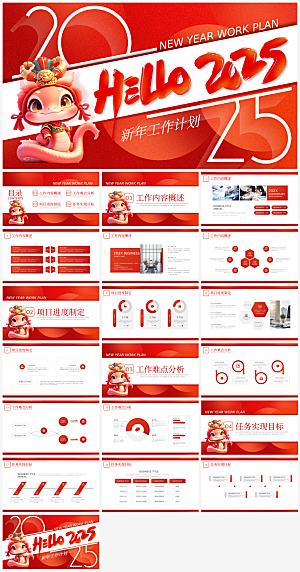 2025蛇年企业年会年终报告PPT幻灯片