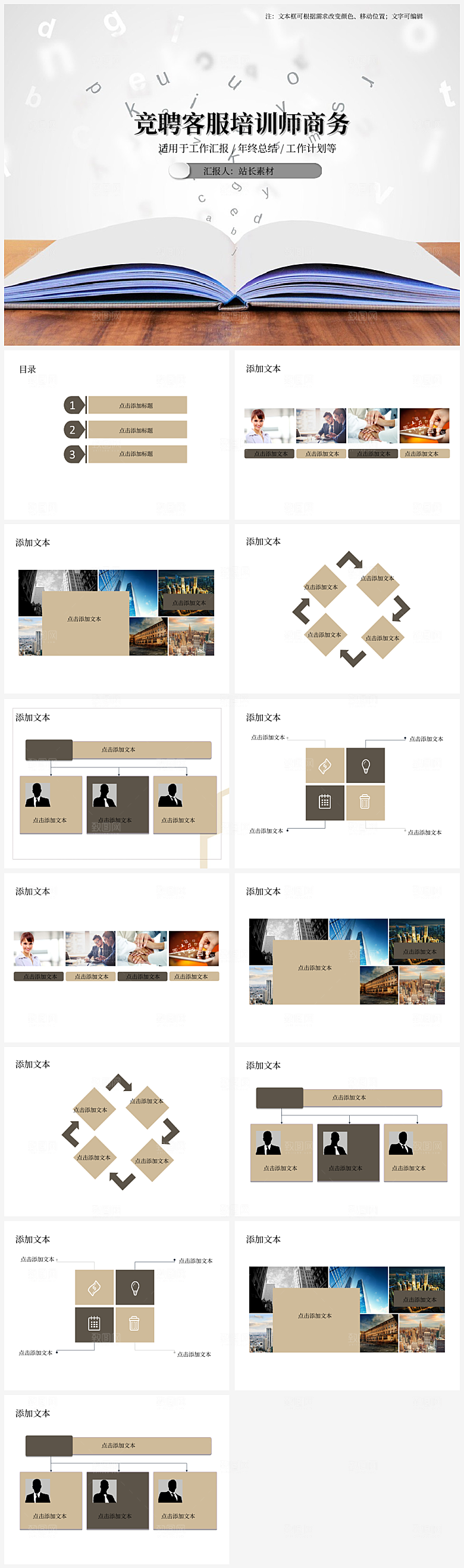 竞聘客服培训师商务PPT模板