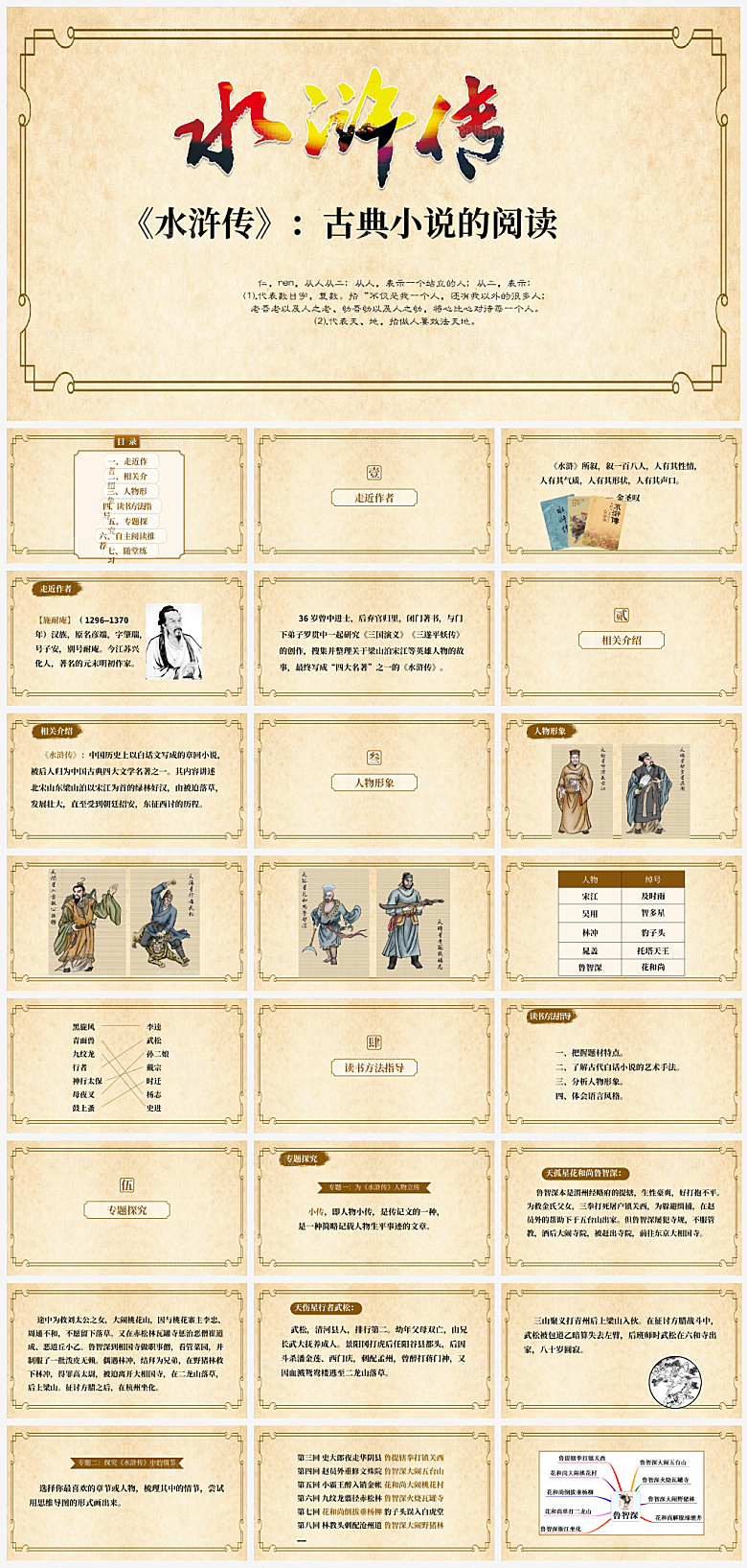 创意四大名著水浒传主题PPT