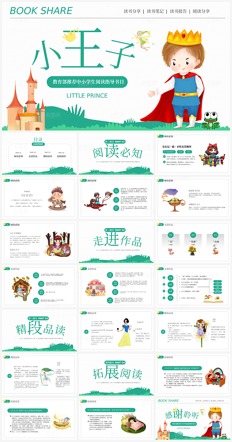 卡通风小王子读书分享读书报告
