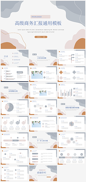 莫兰迪色简约高级商务汇报ppt