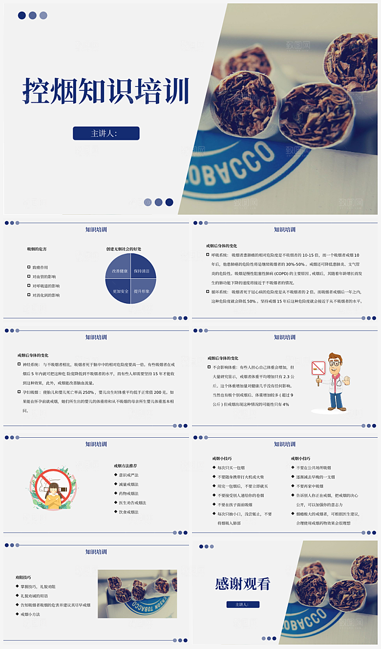 主题班会禁烟知识介绍PPT模板
