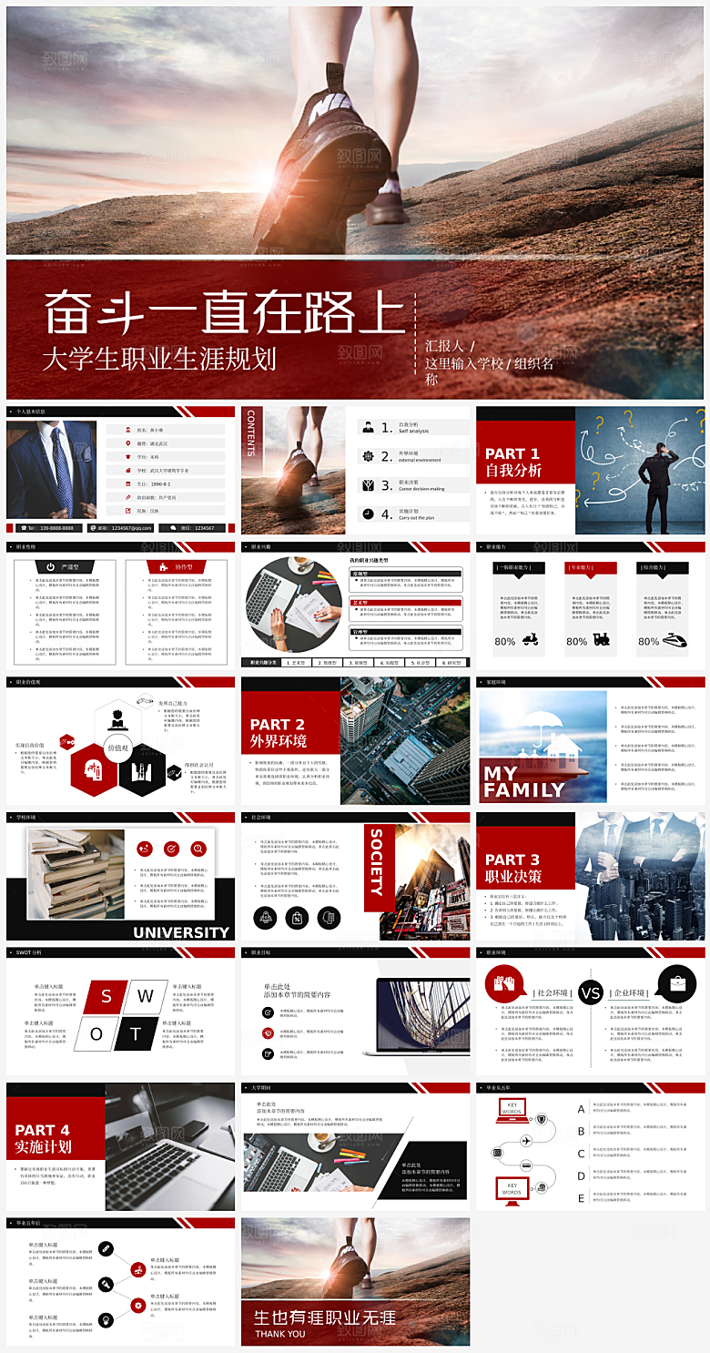 大学生职业生涯规划模板PPT
