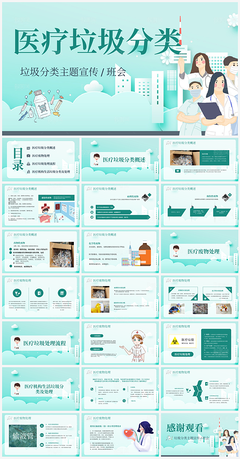 绿色垃圾分类主题教育PPT模板