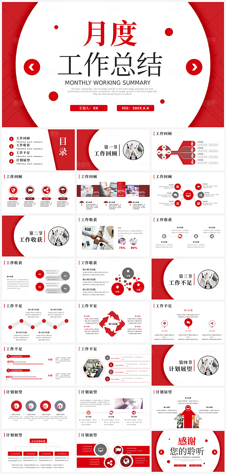 公司年终个人总结报告通用模板PPT