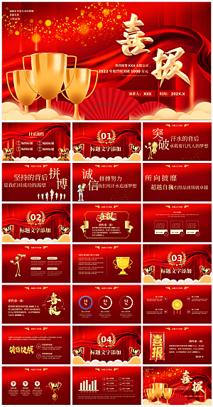 公司喜报通用模板PPT