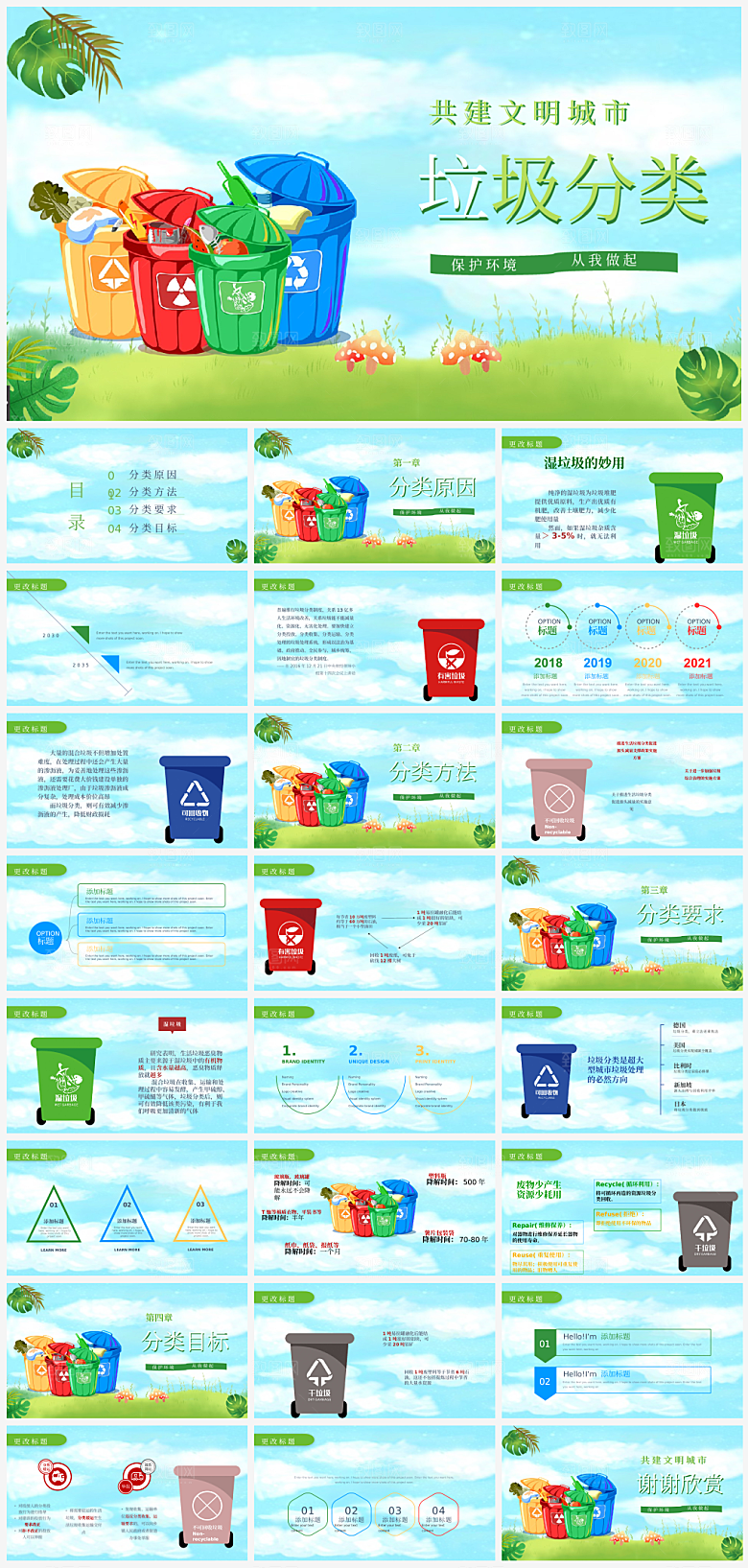 环境垃圾分类主题教育PPT模板