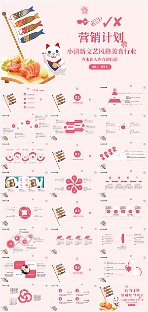 粉色小清新文艺风营销计划ppt