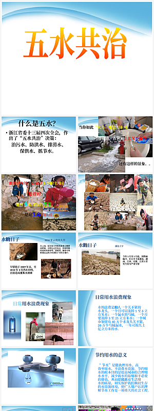 爱护环境节约用水主题PPT模板
