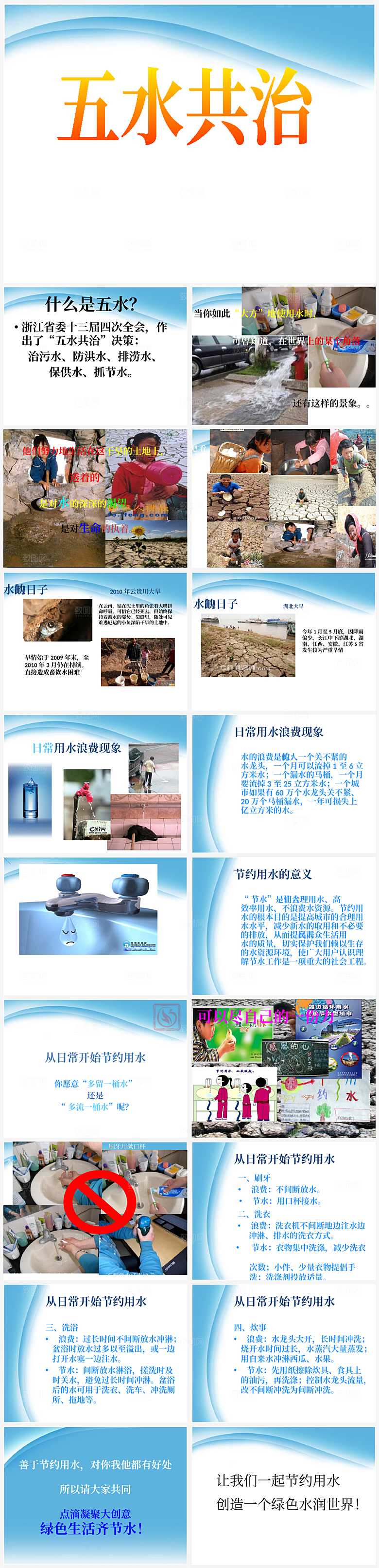 爱护环境节约用水主题PPT模板