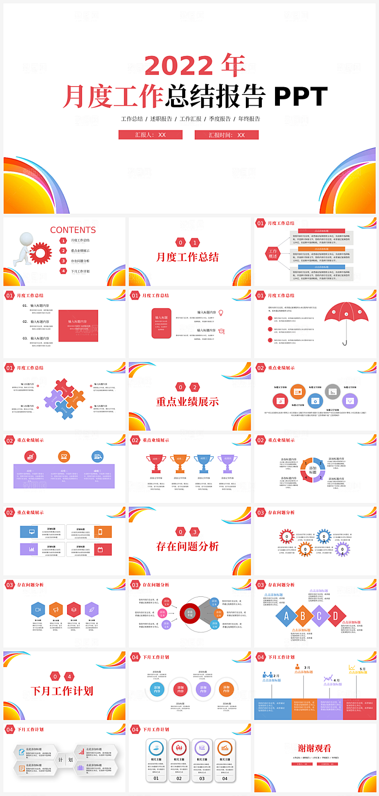 公司年终个人总结报告通用模板PPT