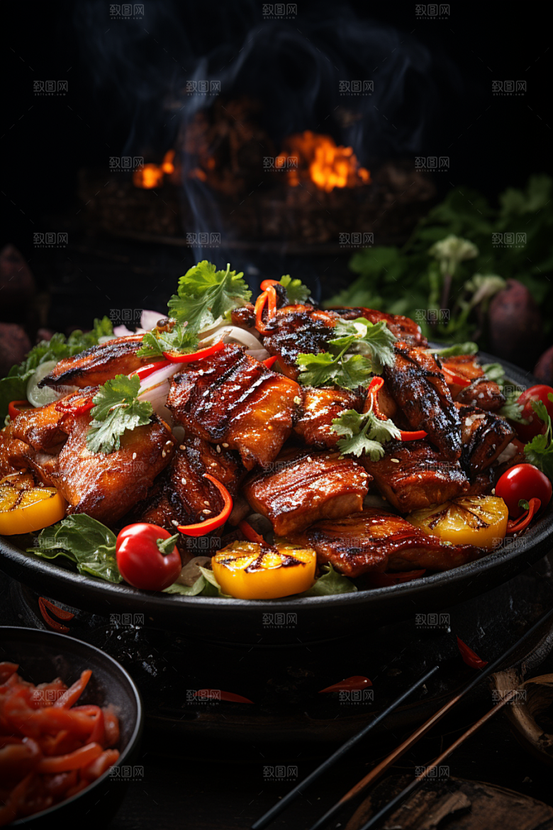 BBQ烧烤聚餐美味摄影图