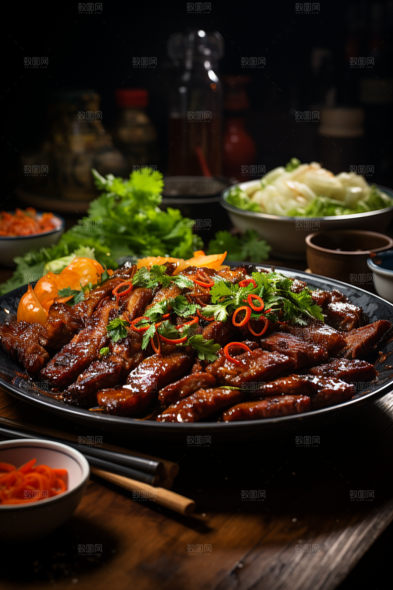 BBQ烧烤肉类美食摄影图