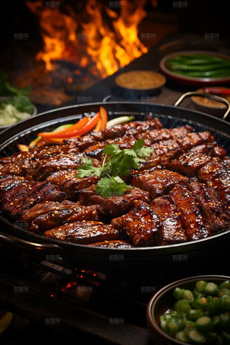 BBQ烧烤肉类火热摄影图