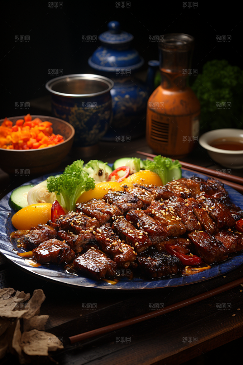 BBQ烧烤肉串火热摄影图