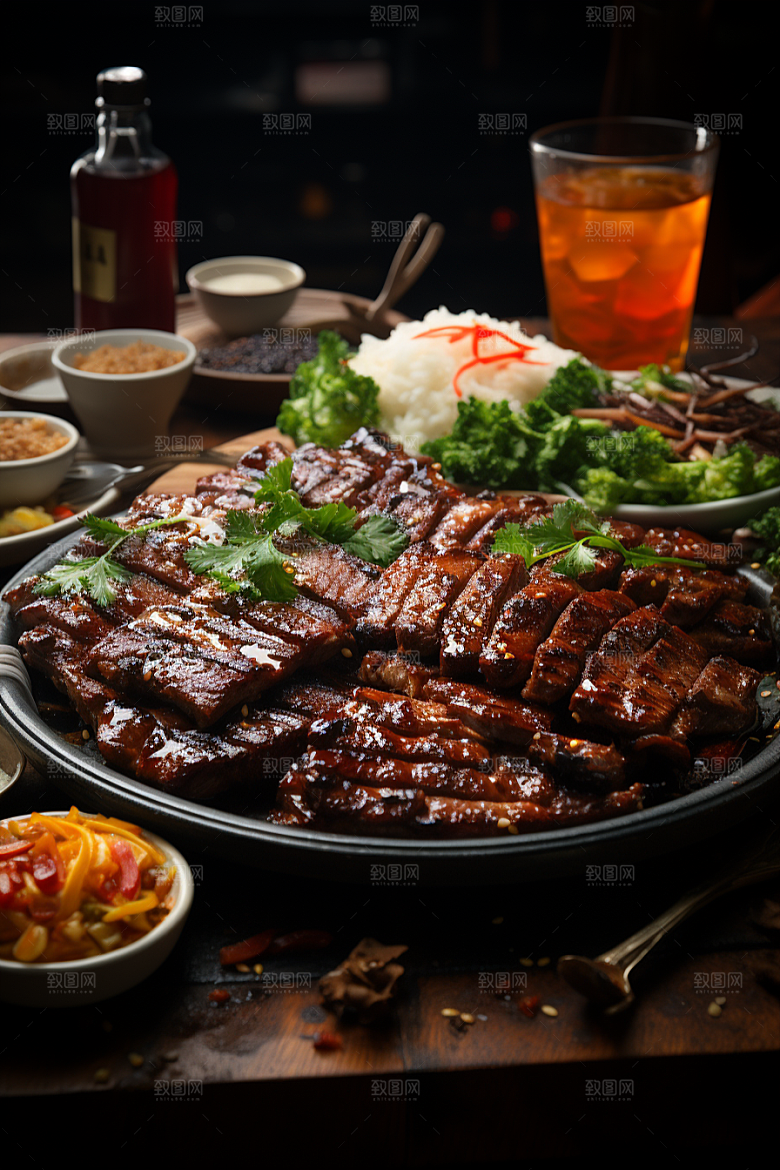 BBQ烧烤肉食火热摄影图