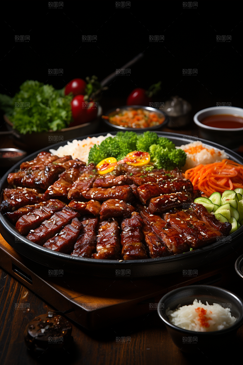 BBQ烧烤美食火热摄影图