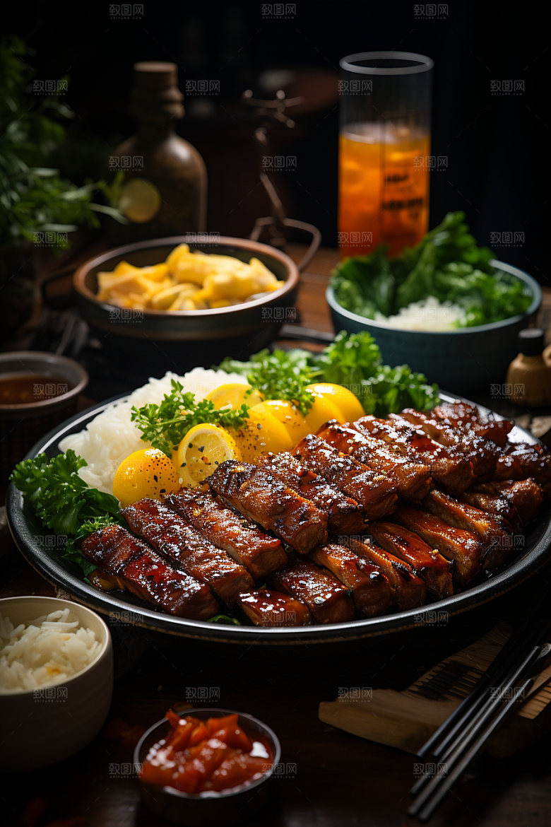 BBQ烧烤肉类火辣摄影图