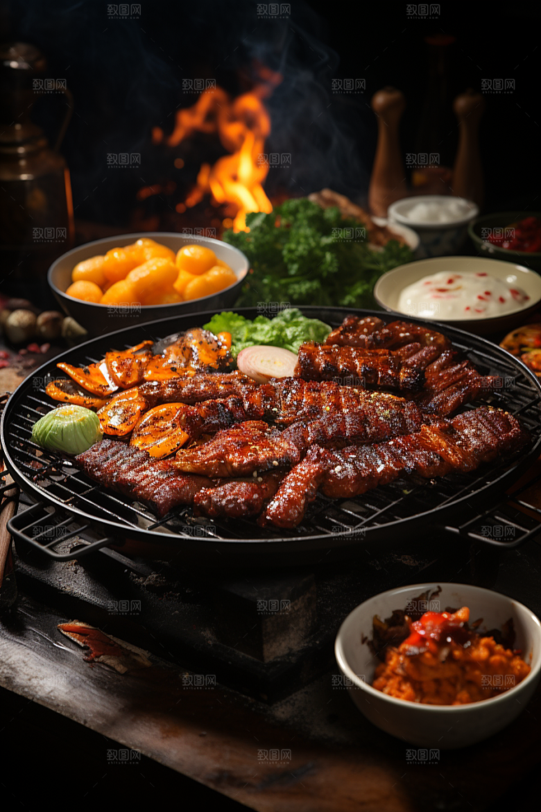 BBQ烧烤广告肉串摄影图