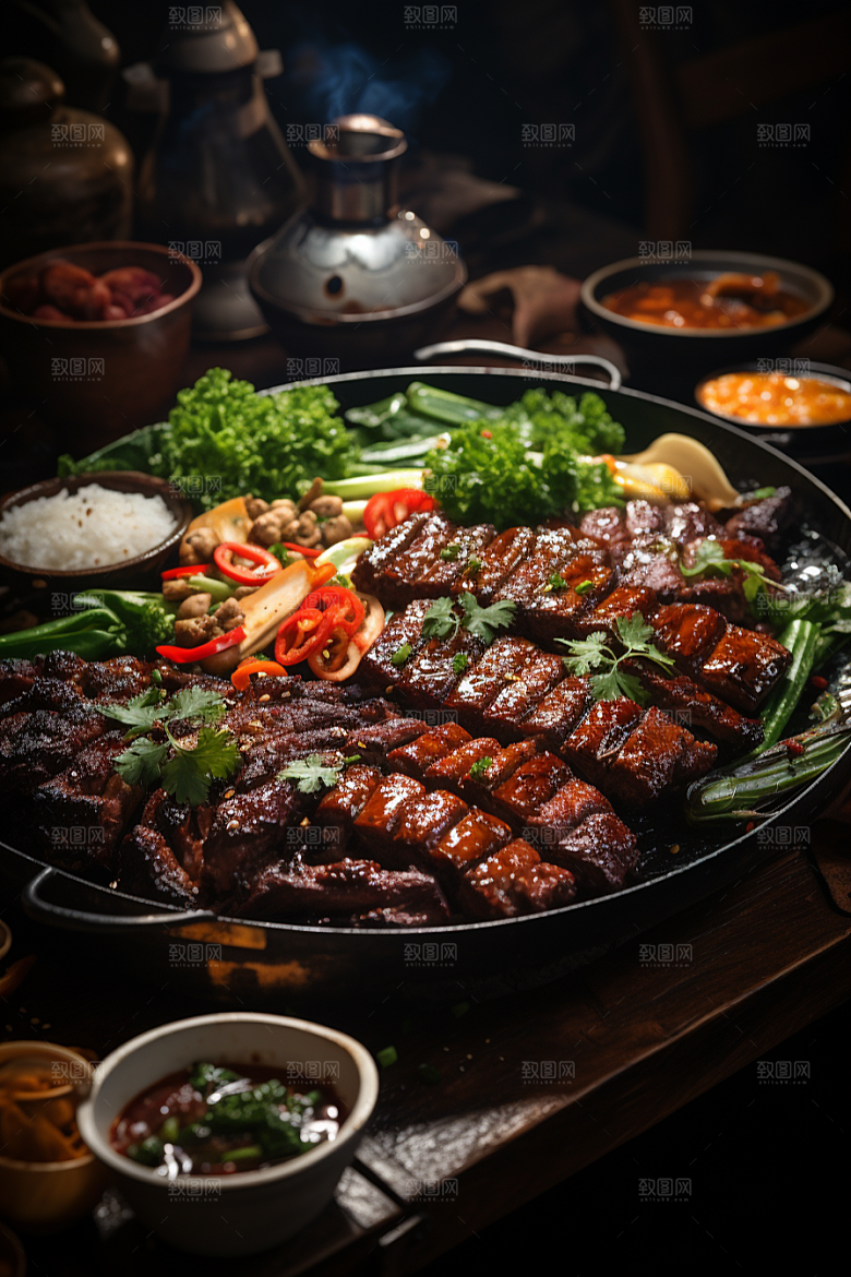 BBQ烧烤美食火热摄影图