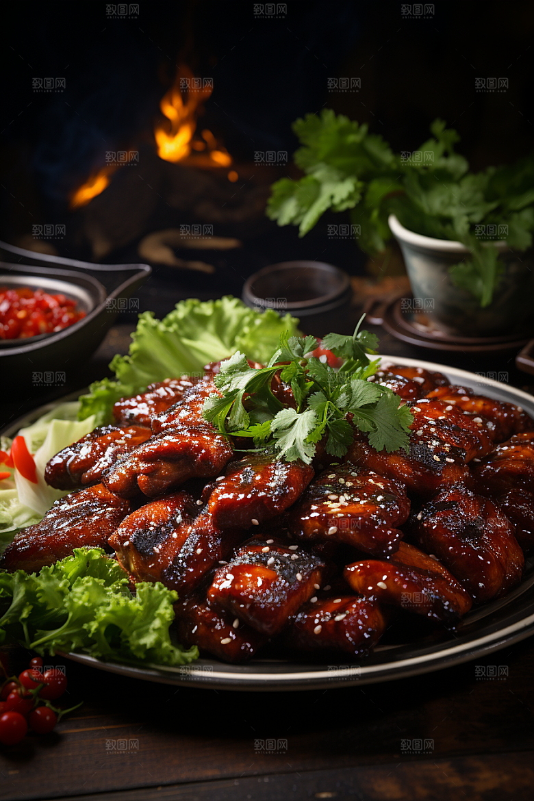 BBQ烧烤美食肉串摄影图