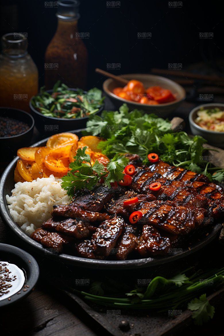 BBQ烧烤火热烤串摄影图