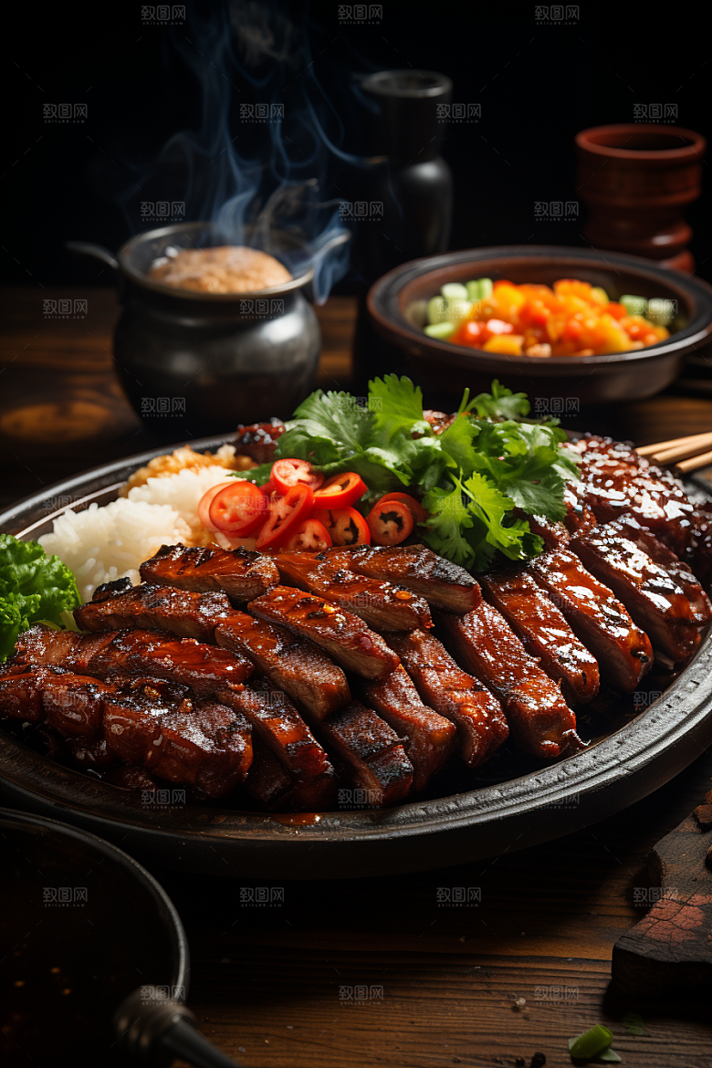 BBQ烧烤肉串火热摄影图