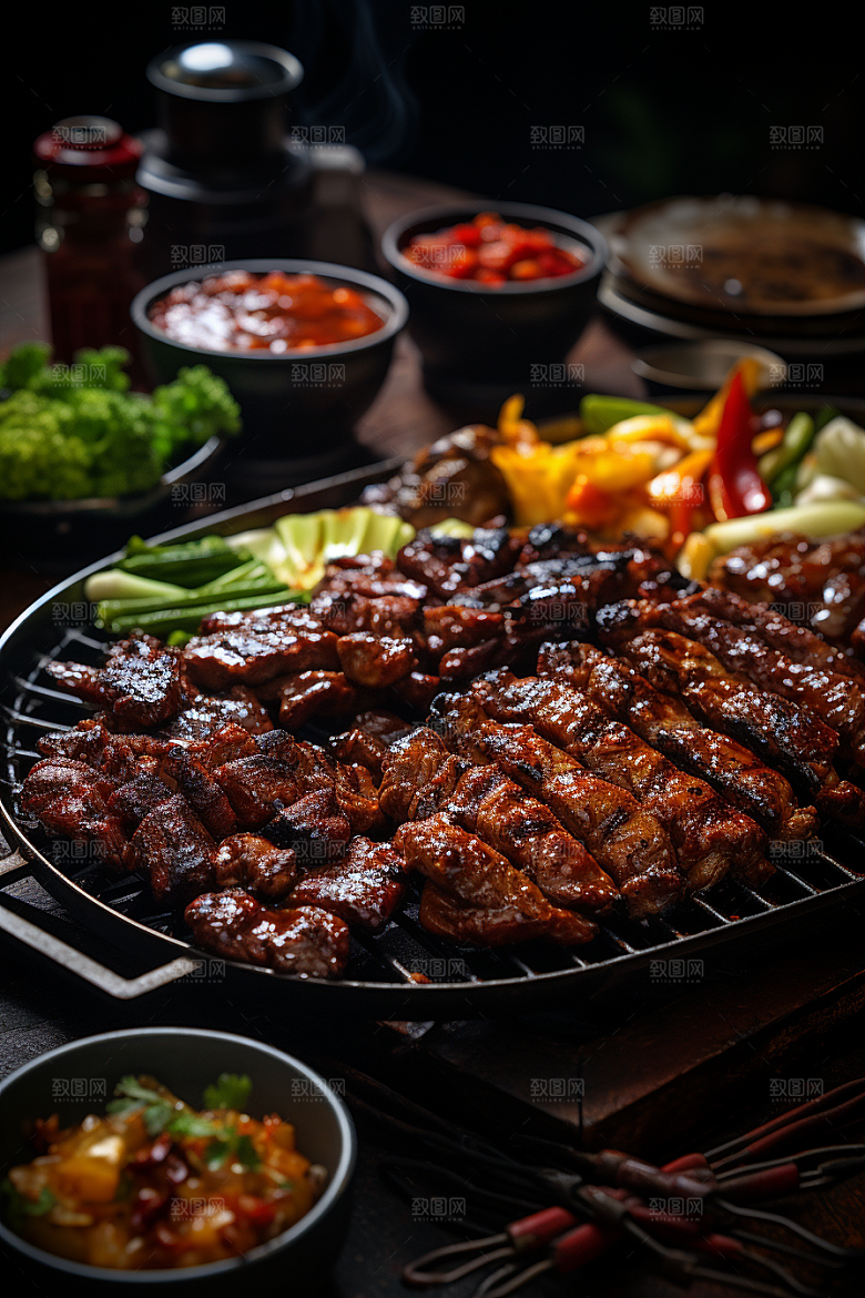 BBQ烧烤烤串聚会摄影图