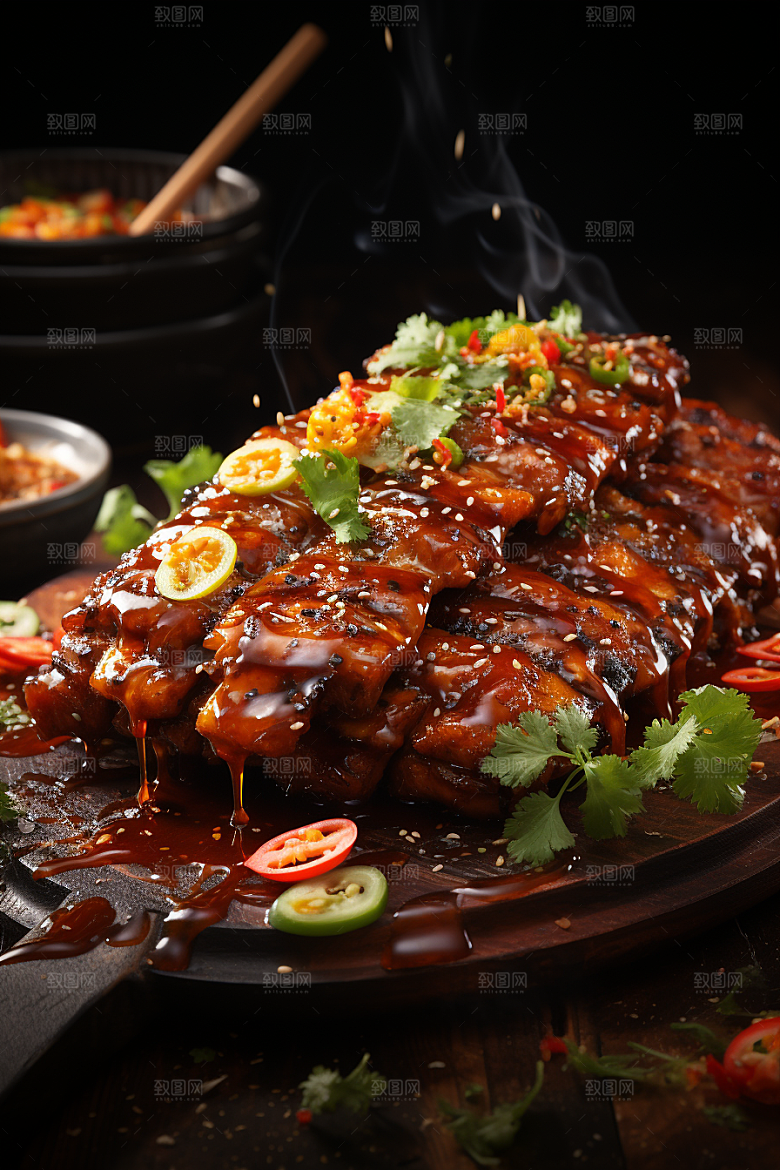 BBQ烧烤肉串火辣摄影图