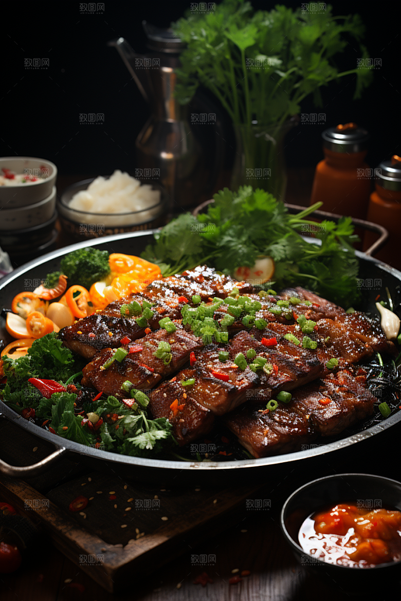 BBQ烧烤肉串火辣摄影图
