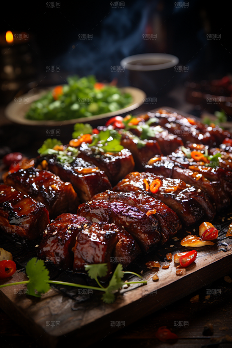 BBQ烧烤肉串美味摄影图