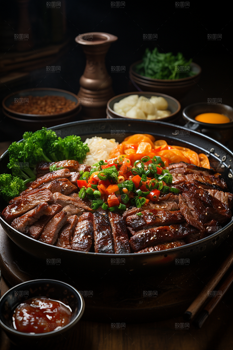 BBQ烧烤聚餐美食摄影图