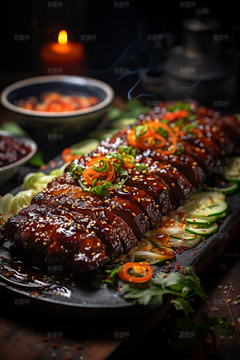 BBQ烧烤肉食火热摄影图