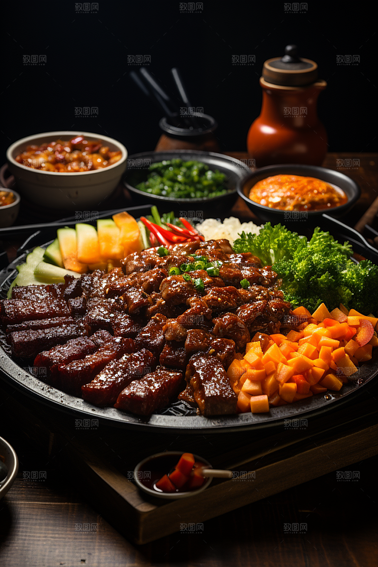 BBQ烧烤火辣烤串摄影图