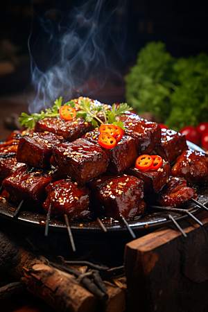 BBQ烧烤美食火辣摄影图