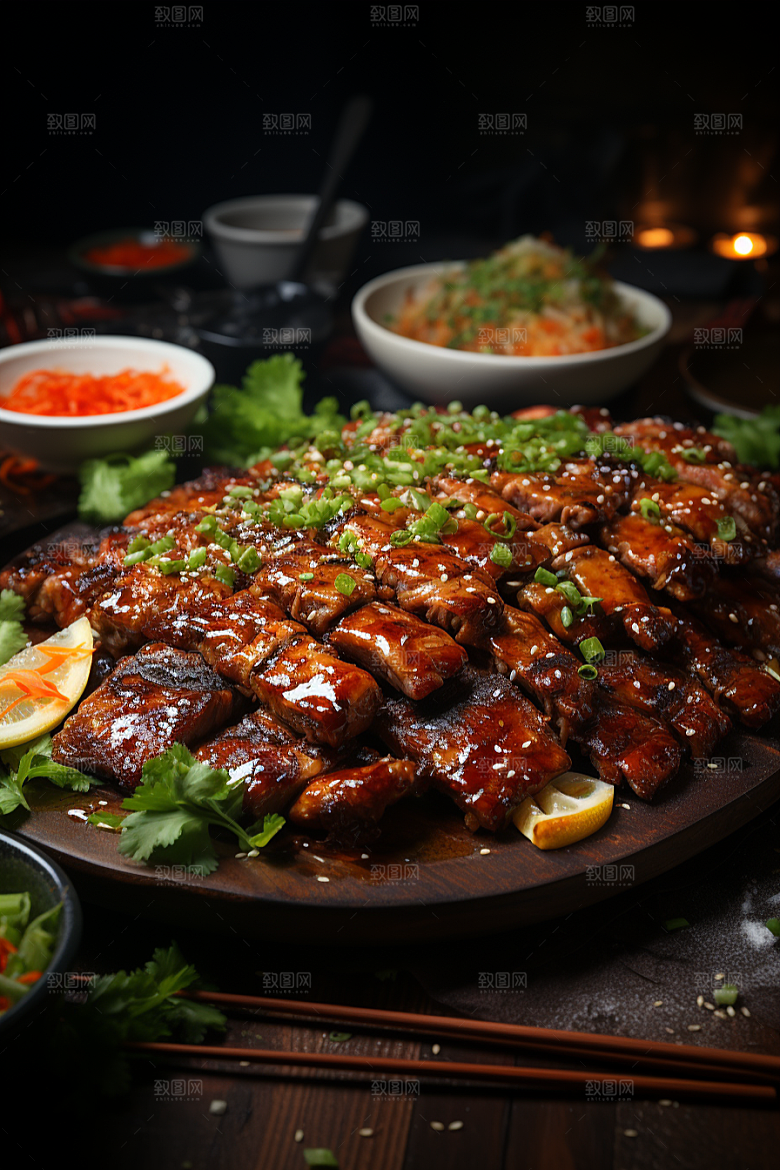 BBQ烧烤肉串肉食摄影图