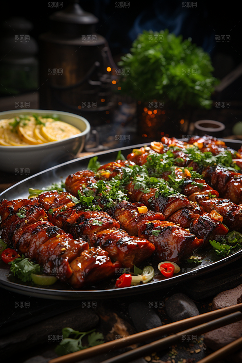 BBQ烧烤美味火辣摄影图